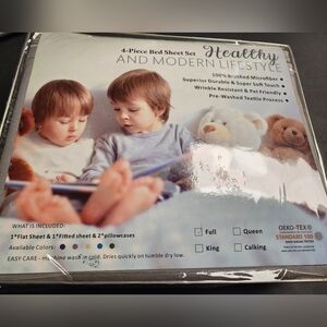 Gray‎ Full Size Sheet Set 1 Flat Sheet 1 Fitted Sheet 2 Pillowcases New 655